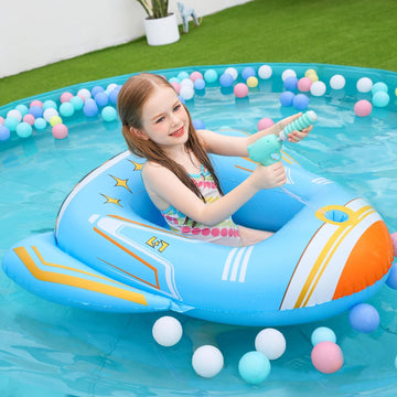 Jasonwell Inflatable Kids Pool Floats - Toddler Pool Floaties Swimming Pool Float with Water Squirt Gun Swim Floaty Rafts Lake Beach Party Pool Toys for Boys Girls Airplane - Jasonwell
